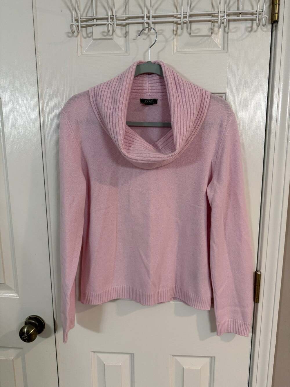 Prive Cashmere Sweater Pink Cowl Neck L 100% Cashmere Vintage